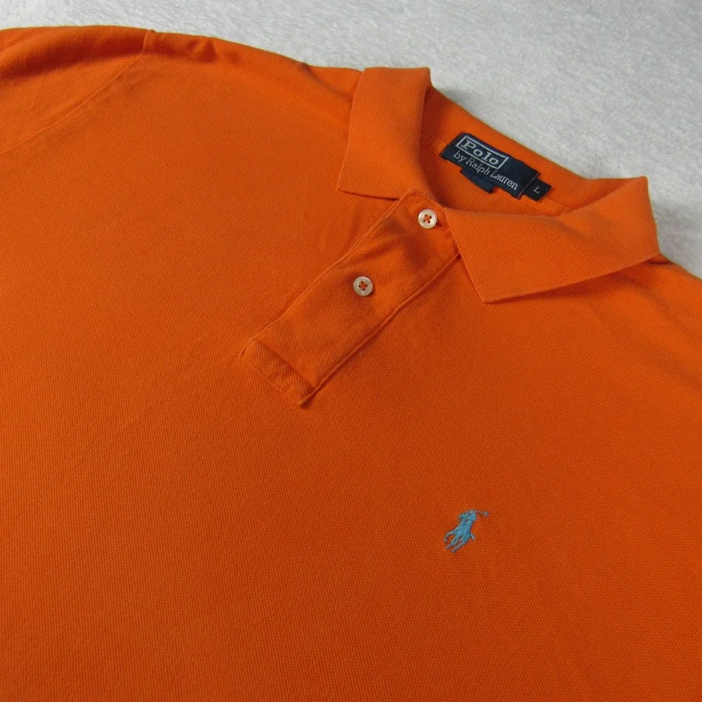 Polo Ralph Lauren Polo Shirt Mens L Orange Excellent Short Sleeve Pique Pony